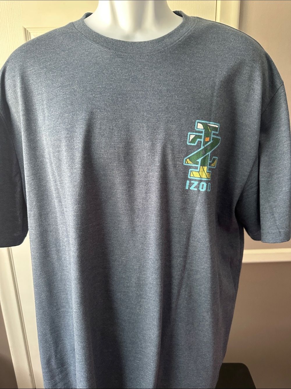 Izod Men's Slate Blue Short Sleeve Crew Neck Tee with Chest Logo